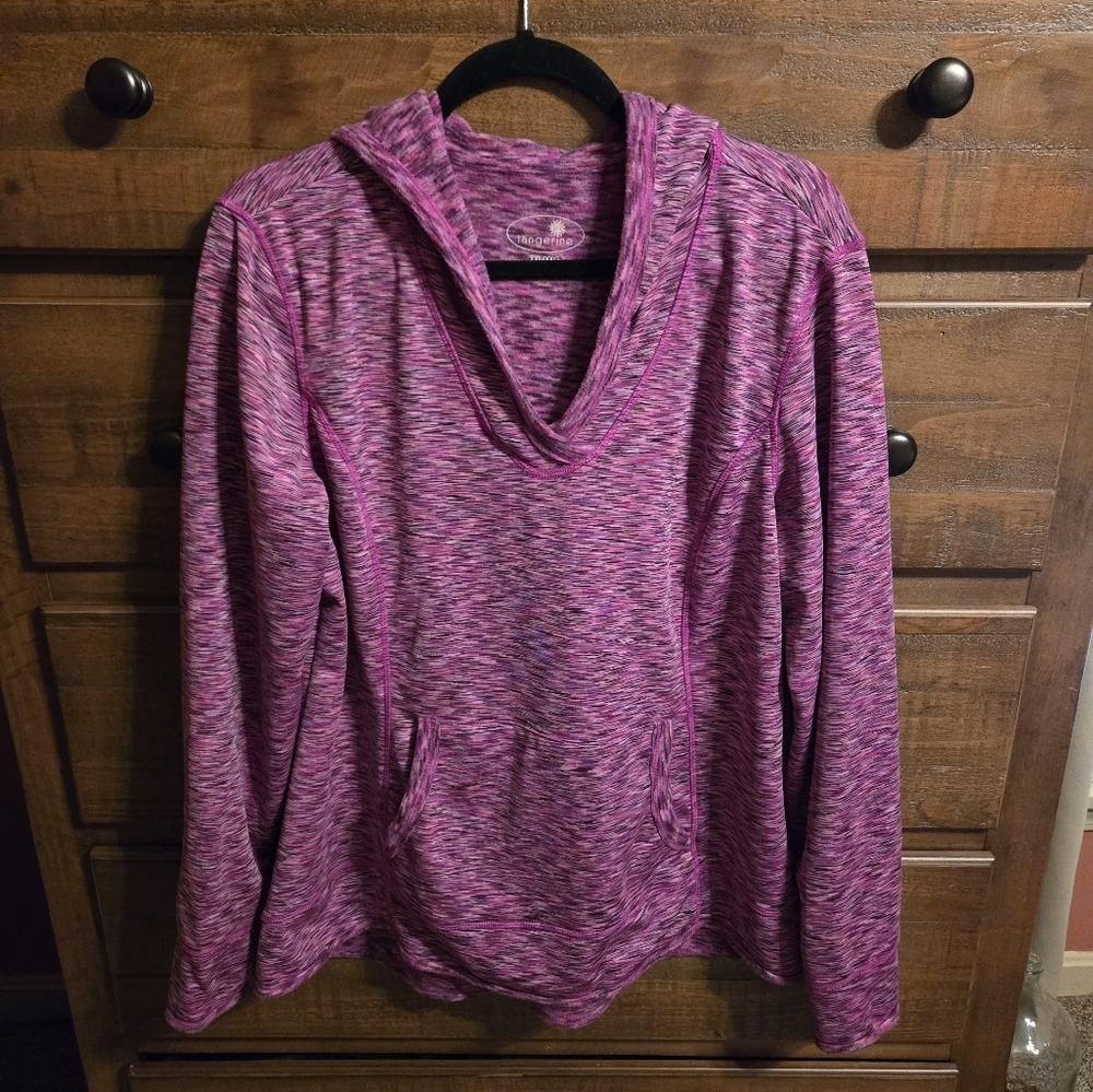 Tangerine Pink V-neck Hoodie.  Size 2XL